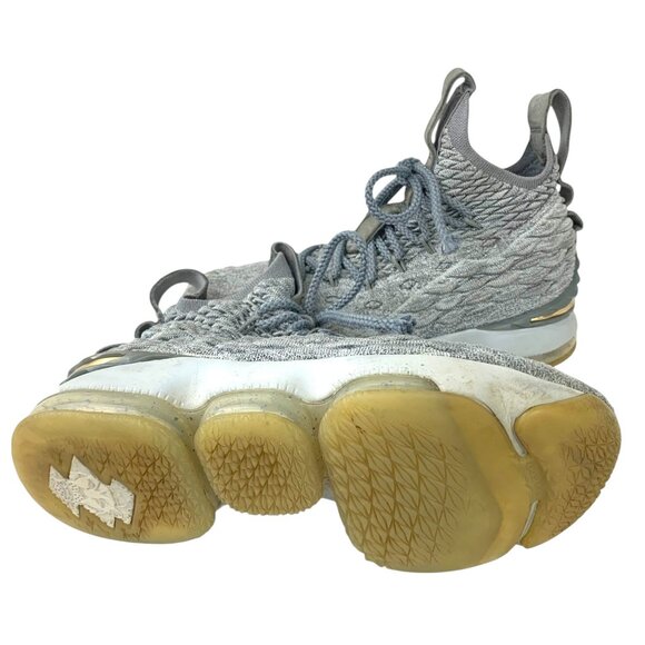 NIKE Lebron XV 922811-005 Wolf Grey Metallic Gold Sneakers - Picture 7 of 10